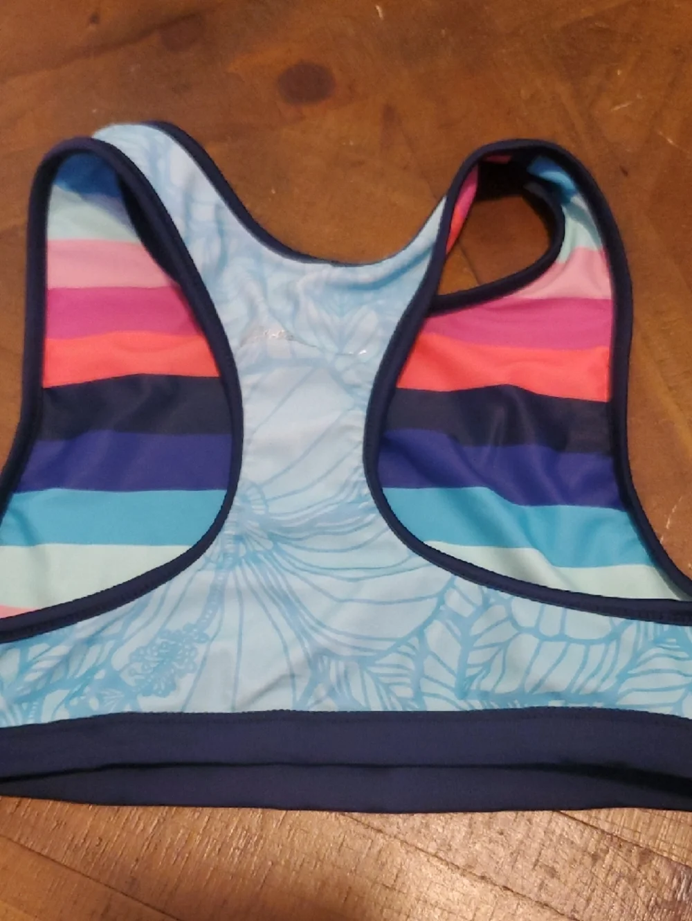 Eddie Bauer Girls' Striped Bikini Top in Navy, Pink, Coral, Light Blue